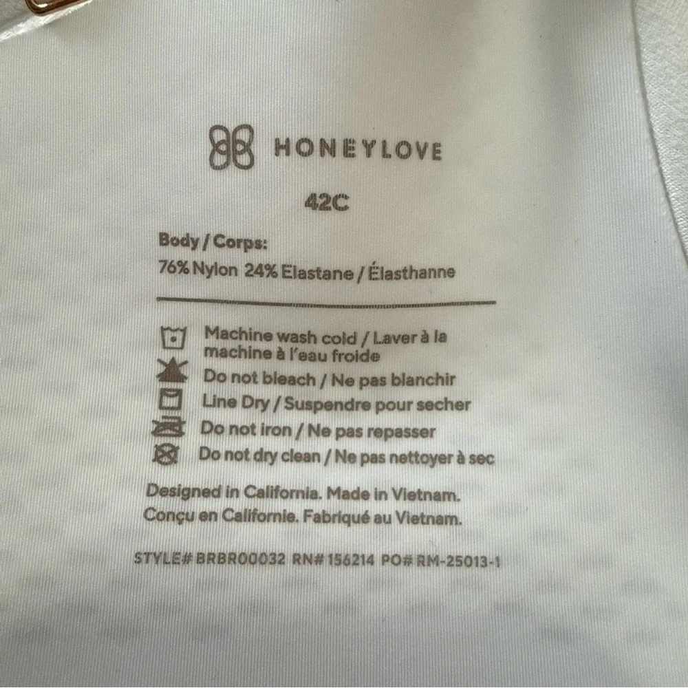 Honeylove CloudEmbrace Wireless T-Shirt‎ Bra White Size 42C